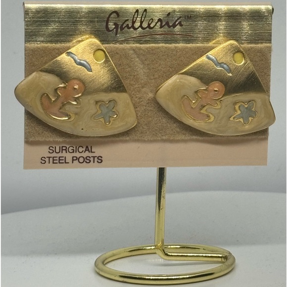 Vintage Nautical Anchor & Starfish Earrings with Surgical Steel Posts - Picture 5 of 13